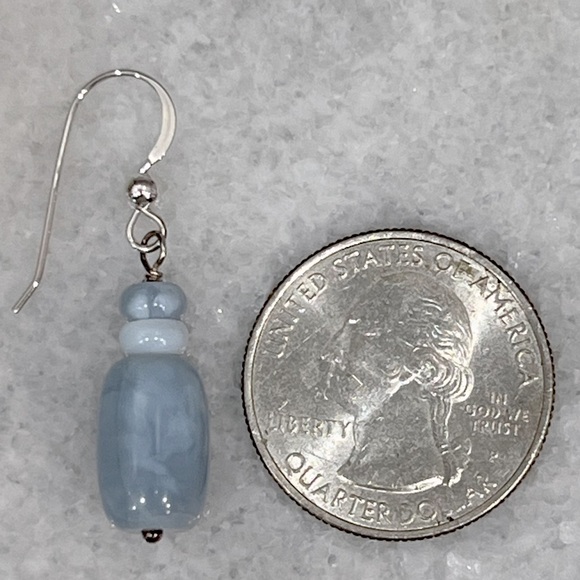 Sterling Silver Blue Opal Bead Necklace and Dangle Earrings Ensemble - Picture 16 of 16